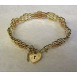 9ct three colour gold gate bracelet and padlock, weight 6.5 g