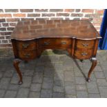 Good quality reproduction Georgian lowboy on cabriole legs carved with shell motif with quarter