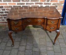 Good quality reproduction Georgian lowboy on cabriole legs carved with shell motif with quarter