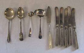 Various silver spoons inc Sheffield 1910, 1906, London 1844, 1807, weight 3.61 ozt, 5 silver handled