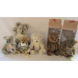 Selection of Steiff bears inc Steiff Club 1012/300 grey, classic teddy H 23 cm in dress, 2 boxed