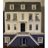 Large Georgian style dolls house 'Verity House' complete with furniture and accessories 75.5cm wide,