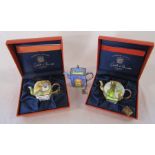 3 Charlotte di Vita limited edition miniature enamel teapots (2 boxed) - Beatrix Potter 'Home At