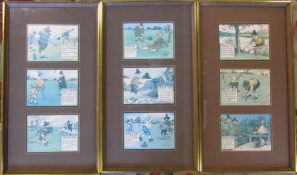 3 framed Chas Crombie Rules of Golf prints, each 31 cm x 56 cm (size including frame)