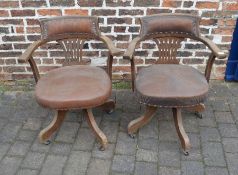 2 early 20th century captain's swivel chairs