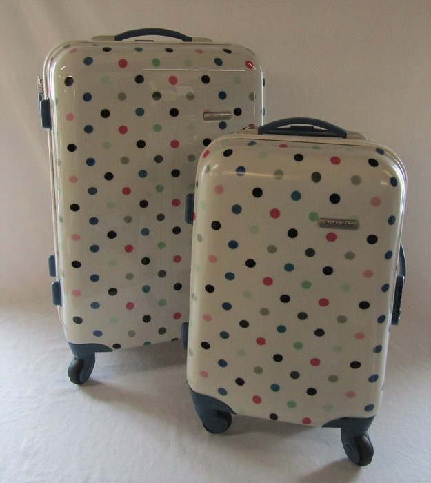 2 American Tourister jazz spinner suitcases, spring dot pattern, height approx. H 64 cm and 51 cm