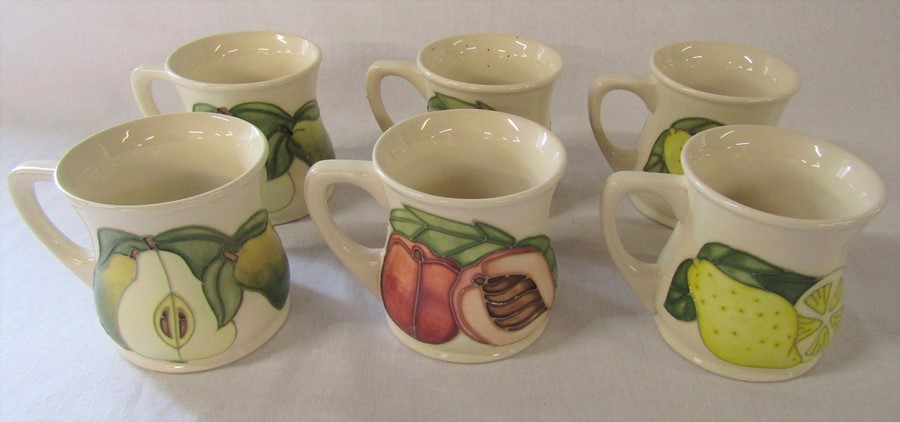 6 Moorcroft fruit mugs - Pear, Lemon and Peach H 9 cm (2 of each design) - Image 3 of 4