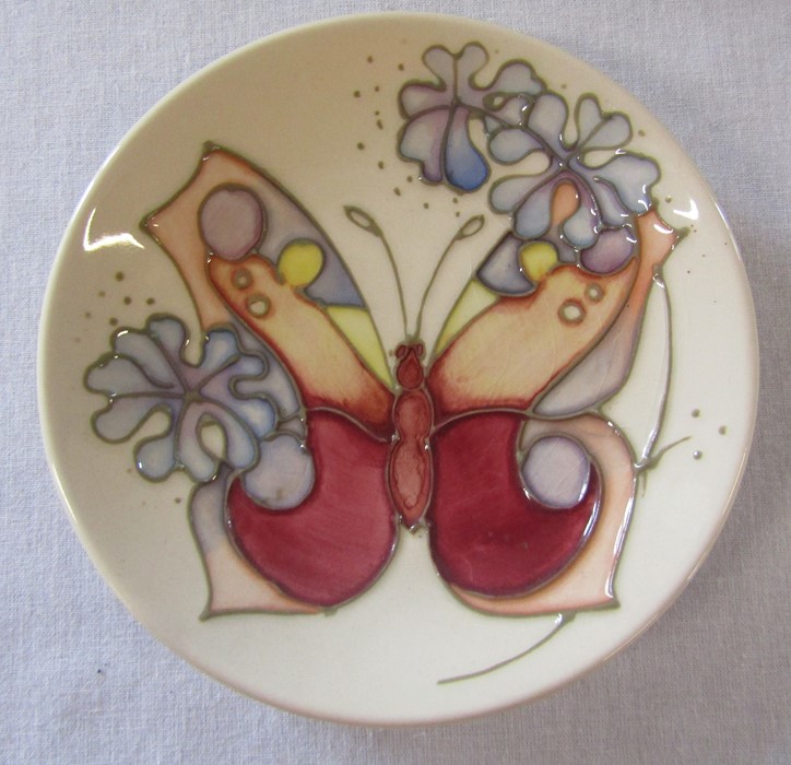 Moorcroft 'butterfly' pattern mug H 8.5 cm and pin dish D 12 cm - Image 2 of 6