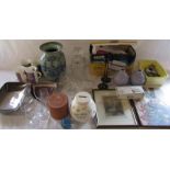 Various ceramics, engraving of Louth, paper shredder, glass ware and table mats etc