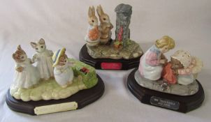 3 large Beswick Beatrix Potter figurines - Hiding from the cat limited edition no 298/3500 H 16 cm L