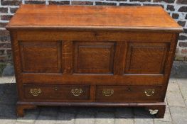 Georgian oak mule chest on bracket feet L 123cm D 55cm Ht 82cm