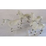 4 Beswick dapple grey horses / ponies inc 2 welsh mountain (tallest H 16 cm) (one with small chip to