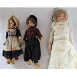 Armand Marseille bisque head doll marked AM-8 with kid leather body, bisque limbs, sleeping eyes,