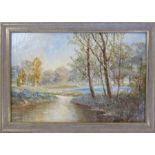 Graham Williams (aka Francis Jamieson) (1895-1950) framed oil on canvas landscape with a stream in