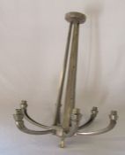 Art Deco nickel plated bronze 6 branch light fitting H 64 cm