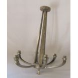 Art Deco nickel plated bronze 6 branch light fitting H 64 cm