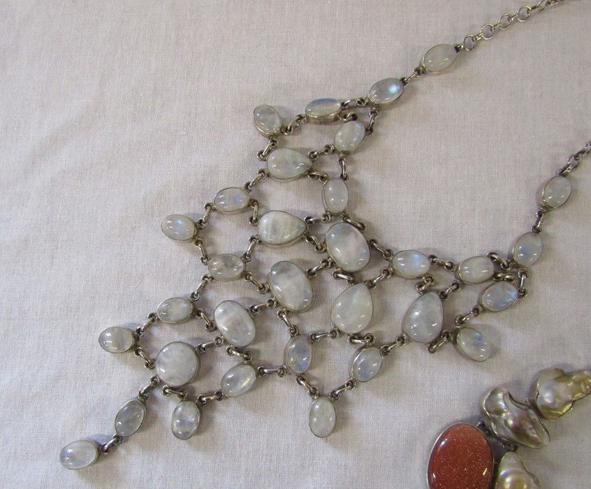 7 silver and gemstone contemporary necklaces, marked 925, total weight 763.8 g / 24.58 ozt - Image 4 of 9