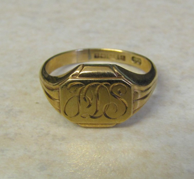 Gents 9ct gold signet ring, size X, weight 8.1 g