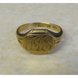 Gents 9ct gold signet ring, size X, weight 8.1 g