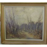 Jacques Van Den Seylbergh (1884-1960) large oil on canvas oil painting of a woodland scene (damage