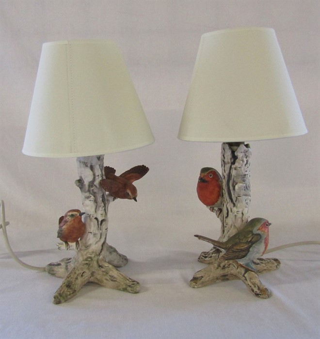 Pair of Goebel bird figural table lamps H 38 cm