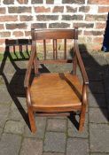 Georgian rail back child's wooden chair Ht 62cm (split to back of top rail)