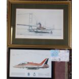 Framed print of the Humber Heritage by David Bell, signed and titled in pencil 67 cm x 50 cm (size