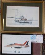 Framed print of the Humber Heritage by David Bell, signed and titled in pencil 67 cm x 50 cm (size