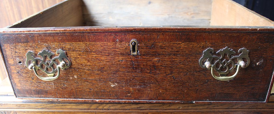 Georgian oak mule chest on bracket feet L 123cm D 55cm Ht 82cm - Image 5 of 18