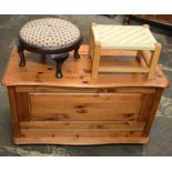 Pine TV cabinet & 2 foot stools
