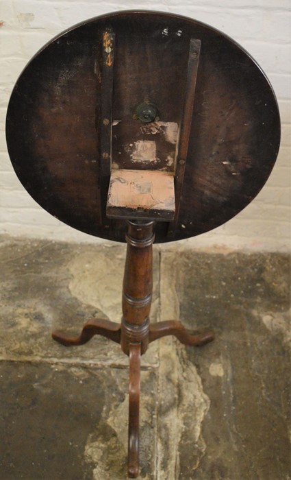 Georgian mahogany tilt top table (with repair to pedestal) Dia54cm Ht 71cm - Image 2 of 4