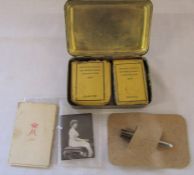 WWI Princess Mary 1914 Christmas tin complete with cigarettes, tobacco, photograph, bullet pencil