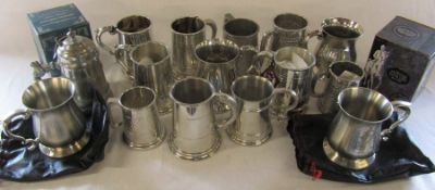 Collection of new / unused pewter tankards
