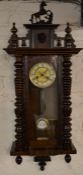 Vienna regulator wall clock with spring driven mechanism & horse pediment Ht 96cm