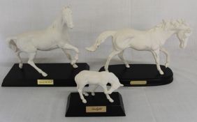 3 white matte finish Royal Doulton horses - Spirit of the Wind (af) Spirit of Life & Sunlight