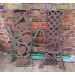 2 pairs of cast iron bench ends and backs