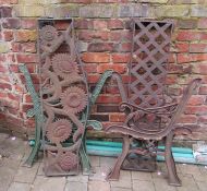 2 pairs of cast iron bench ends and backs