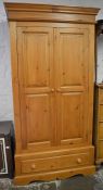 Pine double wardrobe Ht 199cm W 103cm D 59cm