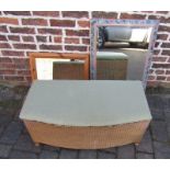 Lloyd Loom ottoman & 2 mirrors