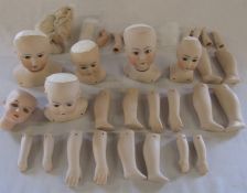 Selection of porcelain doll parts