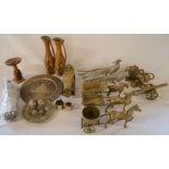 Various brassware, cutlery etc