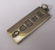 Silver ingot pendant Birmingham 1977 weight 0.53 ozt