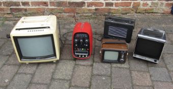 3 vintage portable TVs - Sony Trinitron, Vega 342 and Sony solid state 9-90UB together with 2 radios