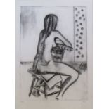 Michael Haswell (1931-2020) limited edition etching 2/20 of a seated nude initialled MH 41.5 cm x 52