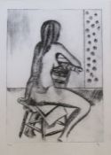 Michael Haswell (1931-2020) limited edition etching 2/20 of a seated nude initialled MH 41.5 cm x 52