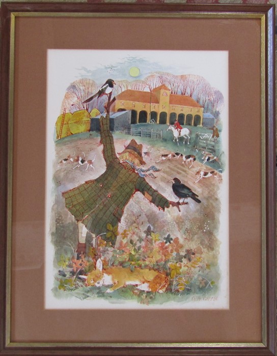 Colin Carr (1929-2002) framed watercolour 'Lincolnshire scarecrow - Grange Farm, Swallow', signed - Image 2 of 2