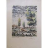 Maurice Jacques - French hand coloured etching 'Barbizon la Foret', signed and titled by the