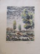 Maurice Jacques - French hand coloured etching 'Barbizon la Foret', signed and titled by the