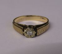 9ct gold diamond solitaire ring approx 0.05 ct size J total weight 2.1 g