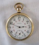 R A Wright Lethbridge, Alta, Longines gold plated pocket watch no 1974067 D 55 mm